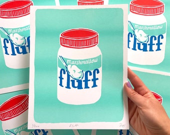 Marshmallow Fluff Risograph Print – Kitchen Pop Art (8x10)