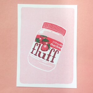 Strawberry Fluff Risograph Print - Art, Wall Art, Print, Illustration, Packaging, Somerville