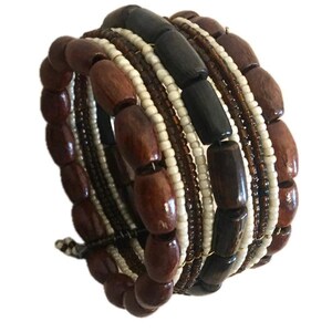 Pulseira larga marrom / Pulseira bola marrom / Pulseira marrom / Pulseiras marrons