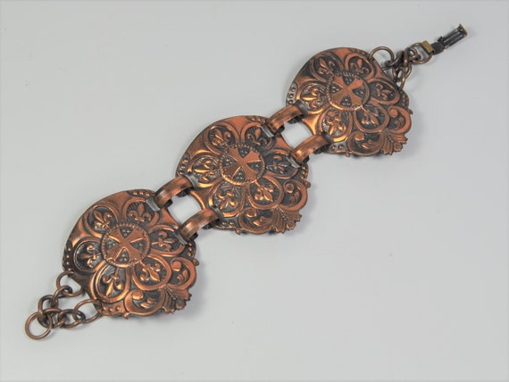 Stamped copper link bracelet - image 1