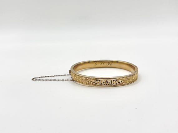 Gold filled etched bangle - image 1