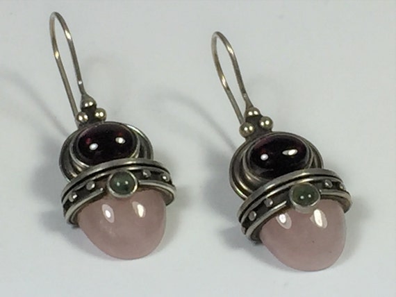 Sterling Garnet earrings, pierced earrings