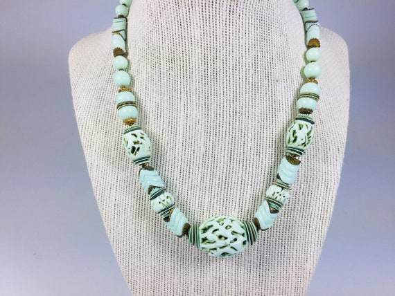 Czech glass choker necklace, snake beads, unusual
