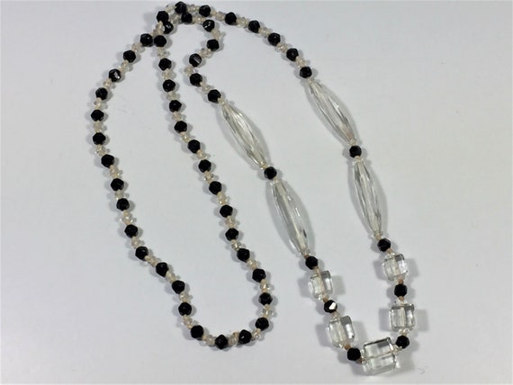 Art Deco Czech crystal jet necklace - image 1