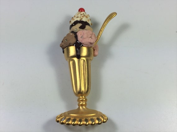Bob Mackie ice cream sundae pin, collectible brooc