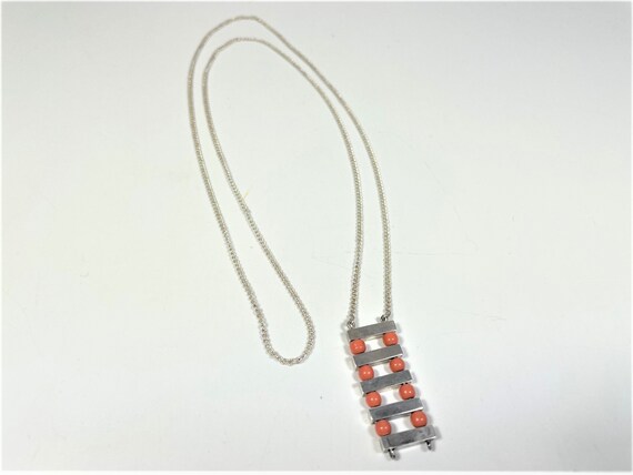 Art Deco sterling coral necklace - image 2