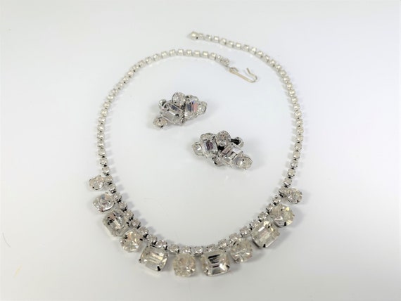 Crystal rhinestone necklace earring set - image 1
