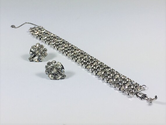 Kramer crystal rhinestone bracelet and earring set - image 2