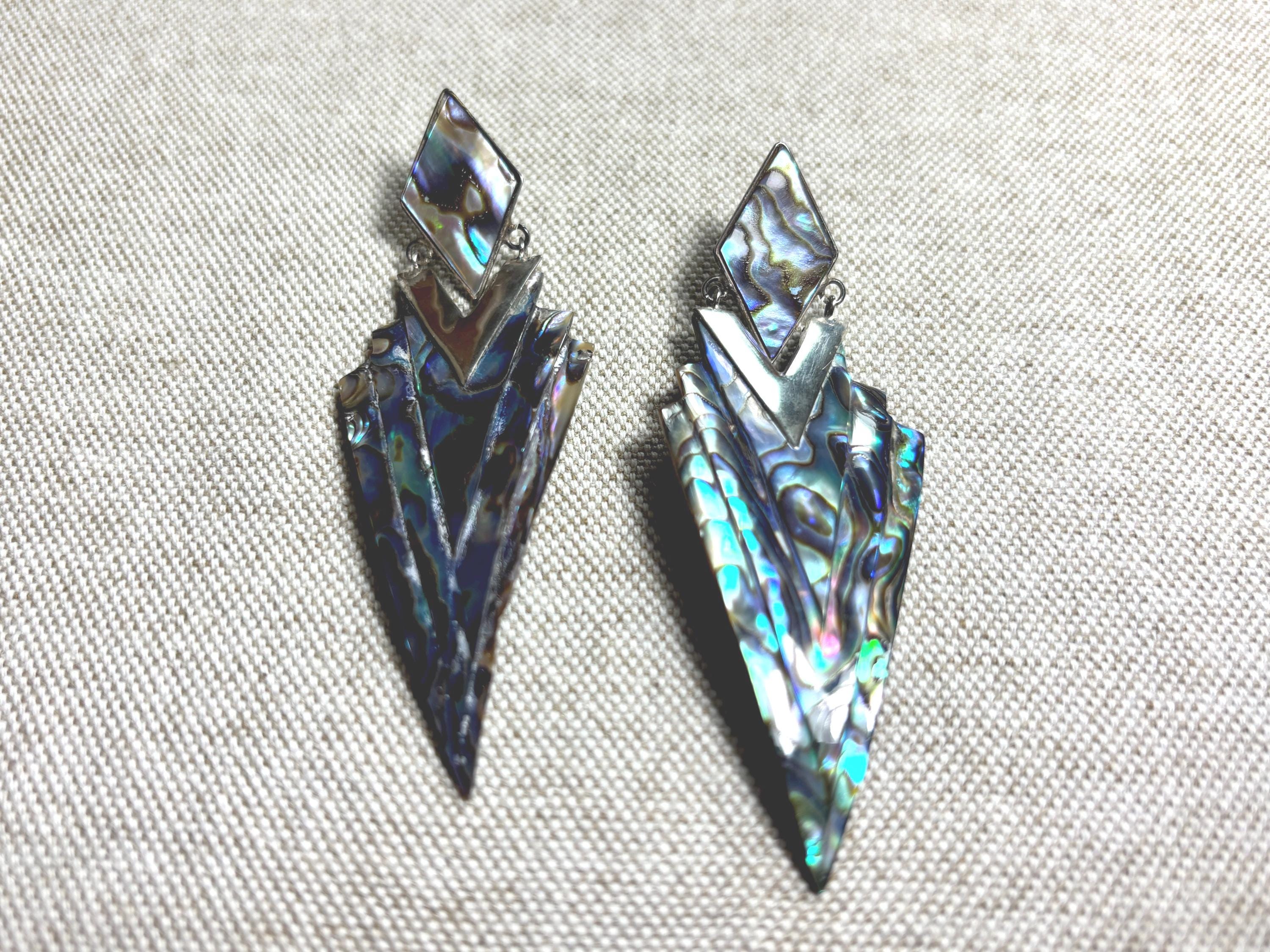 Large Abalone sterling earrings