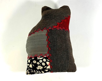 Embroidered cat pillow