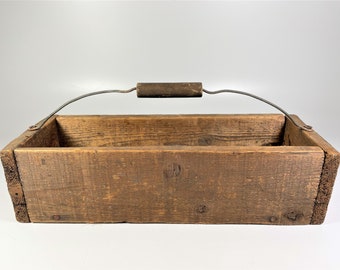 Rustic wooden box with handle