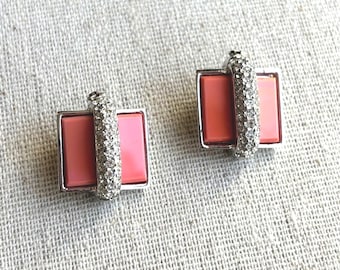Jomaz glass rhinestone clip earrings