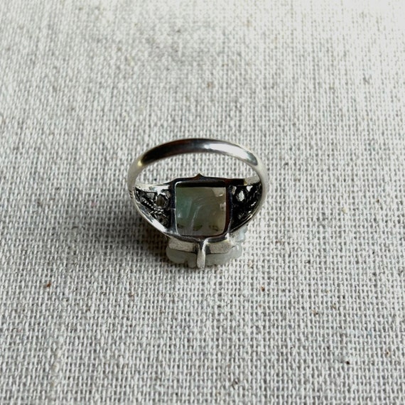 Sterling carved Jade ring - image 4