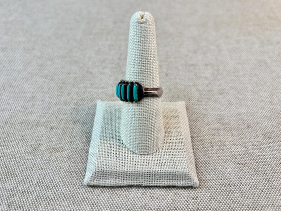 Zuni Petit Point sterling turquoise ring Size 8.5 - image 4