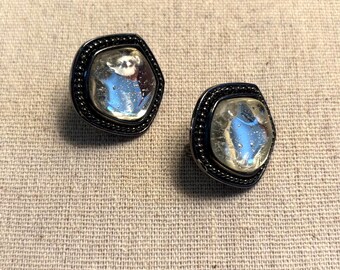 YSL Yves Saint Laurent Gripoix poured glass clips