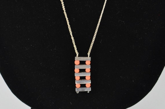 Art Deco sterling coral necklace - image 1