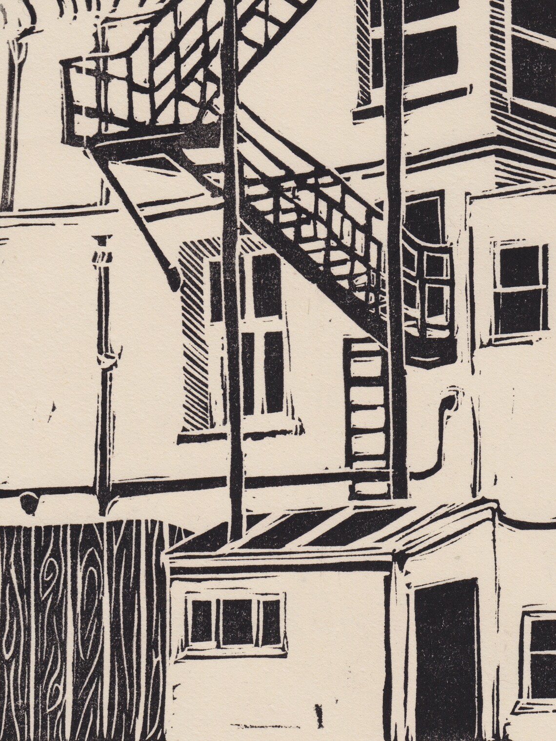 Eastbourne Linocut Linoprint Building Cityscape Illustration Drawing