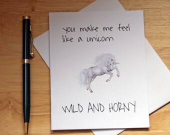 Sexy Boyfriend Card, Wild and Horny, Unicorn Card, Dirty, Funny, Naughty Card