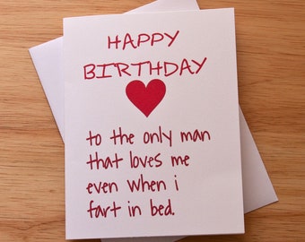 Birthday Card For Boyfriend, Fart Card, Boyfriend Gift, Naughty Card, Pass Gas, Funny Card, Husband Birthday, Heart, Love Card