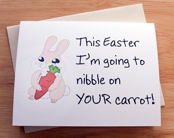 Sexy Easter Card For Boyfriend, Oral Sex, Blowjob, Naughty Card, Funny Easter, Cute Bunny Nibble Carrot