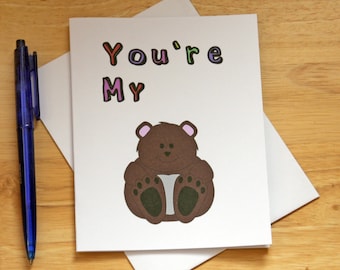 Teddy Bear Card, Cute Card, Love Card, Card For Boyfriend, Card For Husband, Funny Card, Valentine Card, Romantic Card, Birthday Card