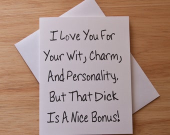 Love Card, Bonus Dick, Boyfriend Gift, Personality, Sexy, Romantic, Birthday Card, Penis, Passionate