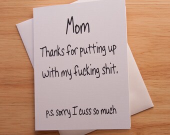 Mother's Day Card, Mom Birthday Card, Card For Mom, Fucking Shit, Dirty, Naughty Card, Mom Appreciation