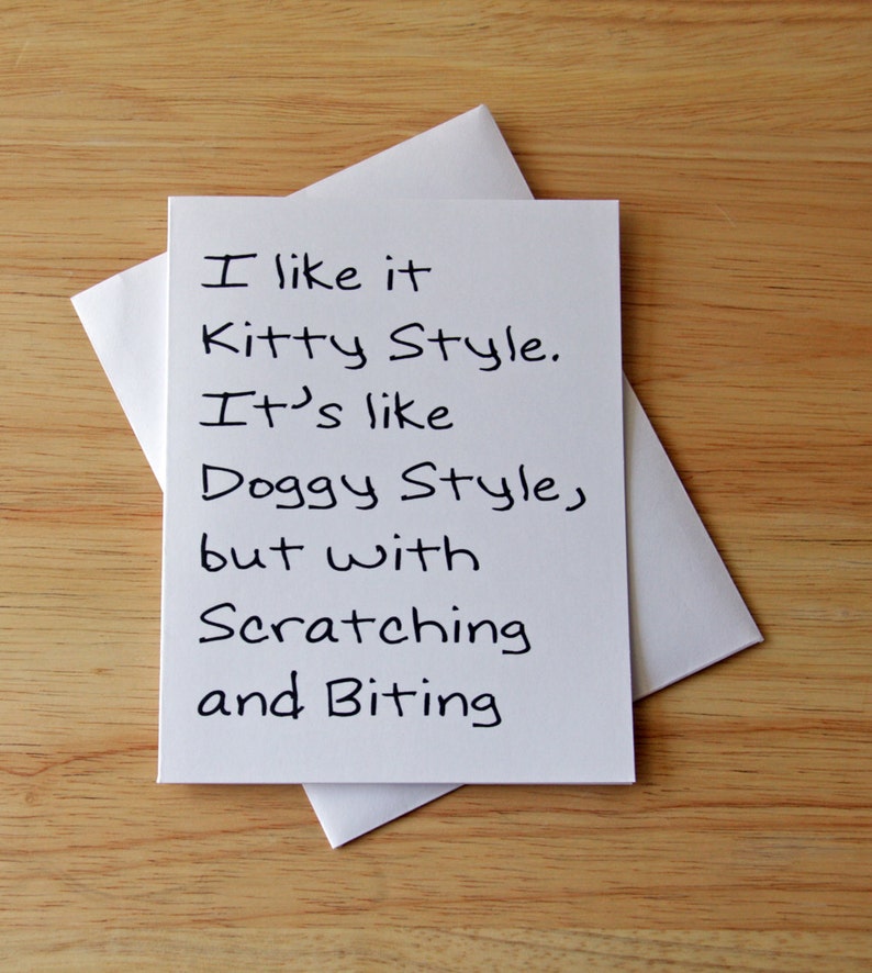 Kitty Style Sexy Boyfriend Card, Card For Him, Scratching and Biting, Dirty Card, Sexual Card, Doggy Style image 1