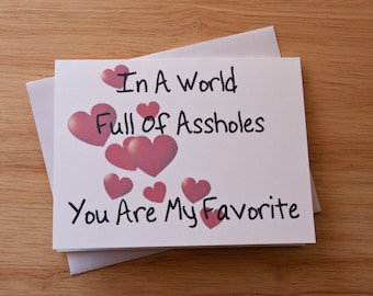 Card For Favorite Asshole, Valentine Card, Boyfriend Gift, BFF Card, Gag Gift, Card For Him, Funny Love Card