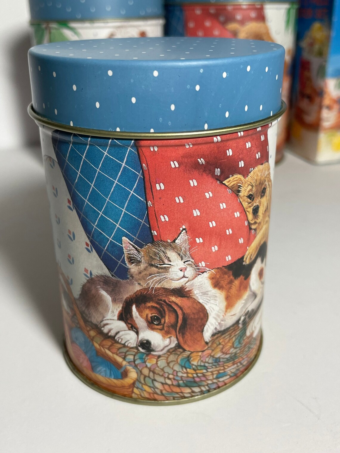 Vintage Cats and Dogs Metal Canister Set of 3 Kitchen Etsy