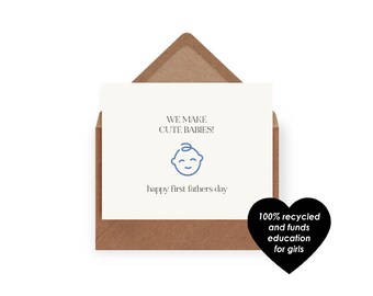 Cute Babies 1st Fathers Day Card Blue | 100% Recycled | Funds Education | Happy First Fathers Day Card | Card For Daddy