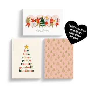 Christmas Cards Pack of 12 | 100% Recycled | Funds Girls Education | Sweet Xmas Cards | Cute Christmas Cards Set