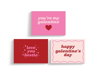 Galentine's Day Cards Pack of 6 | Happy Valentines Friend Cards | Cute Valentines Day Card Set | Galentines Day Gift For Besties