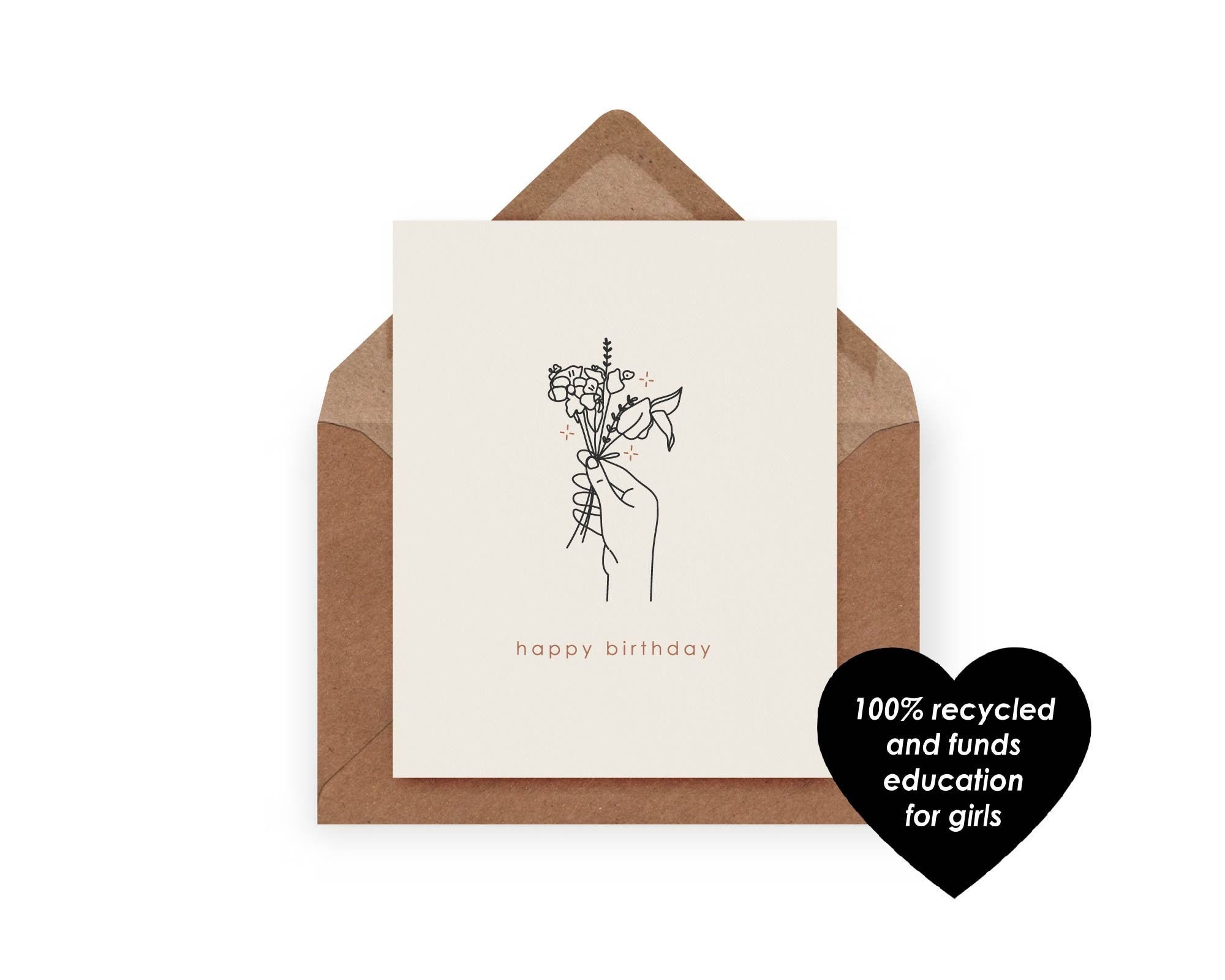 Birthday Flowers Card A6 Size 100 Recycled Funds Girls Etsy Australia