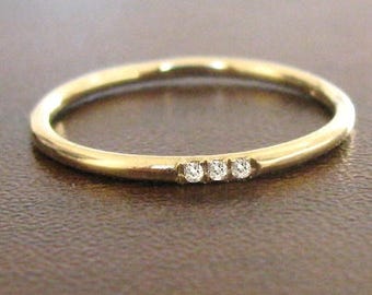 Wedding Band White Gold Diamond, Diamond Eternity, Ring 3 Stones, 14k Solid Gold Wedding Ring, Eternity Band, Anniversary Ring