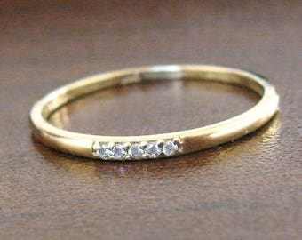 Bague de mariage diamant, Alliance diamant 14k or massif, bague, bague de fiançailles, bague d’anniversaire, bague de mariage diamant d’empilage