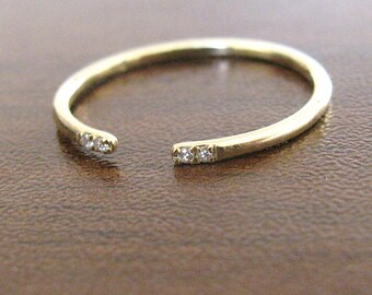 Thin Wedding Ring Round Diamond, Open Ring Diamond, Simple Wedding Band Diamond, Unique Wedding Ring Diamond Wedding Ring