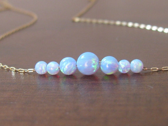 Opal Gold Necklace Opal Ball Necklace Opal Necklace Opal