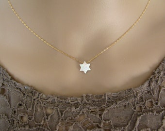 Opal necklace, Star of David necklace, gold necklace, opal bead necklace, opal jewelry, Jewish star, Jewish jewelry,Star of Dav