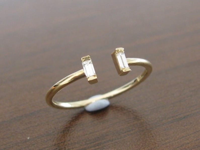 Wedding Ring Diamond Open Ring Baguette Diamond Emerald Cut Diamond Diamond Ring Cut Baguette Ring Diamond Engagement Statement Ring