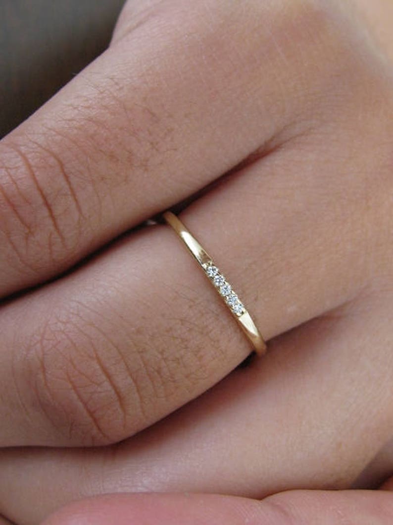 Wedding Band Women Diamond 14k Solid Gold Wedding Bands Etsy