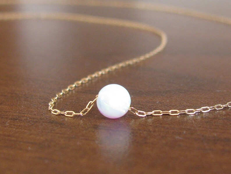 Opal Bead Necklace Opal Ball Necklace Opal Gold Necklace Etsy