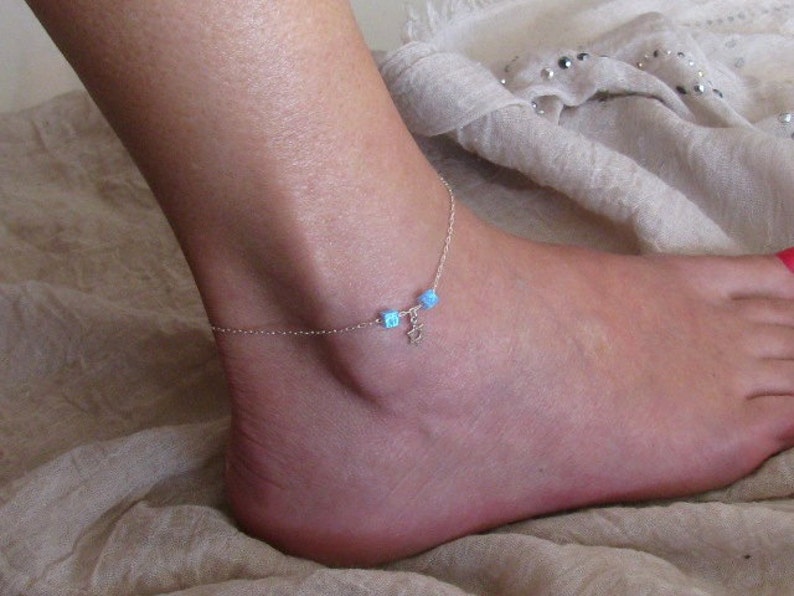 stone anklet bridesmaid gift gold and silver ankle Ankle bracelet star of David anklet opal anklet turquoise anklet charm anklet