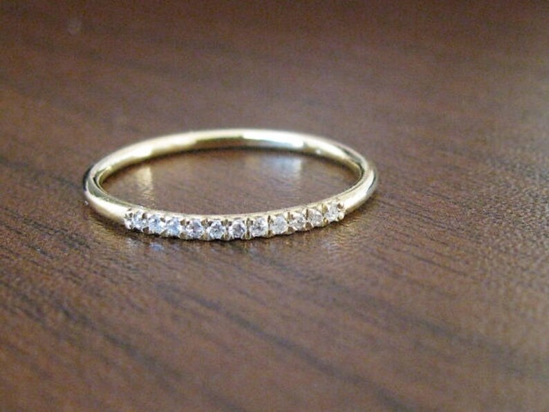 Anniversary Ring Wedding Bands Gold Diamond Solid Gold 14k Wedding Ring Diamond Half Eternity Bands Diamonds Stackable Ring Diamond
