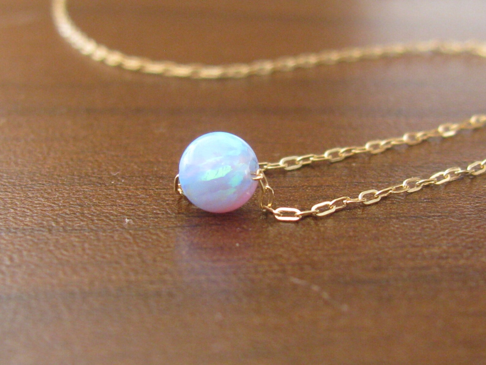 Opal Gold Necklace Opal Ball Necklace Opal Necklace Opal Etsy