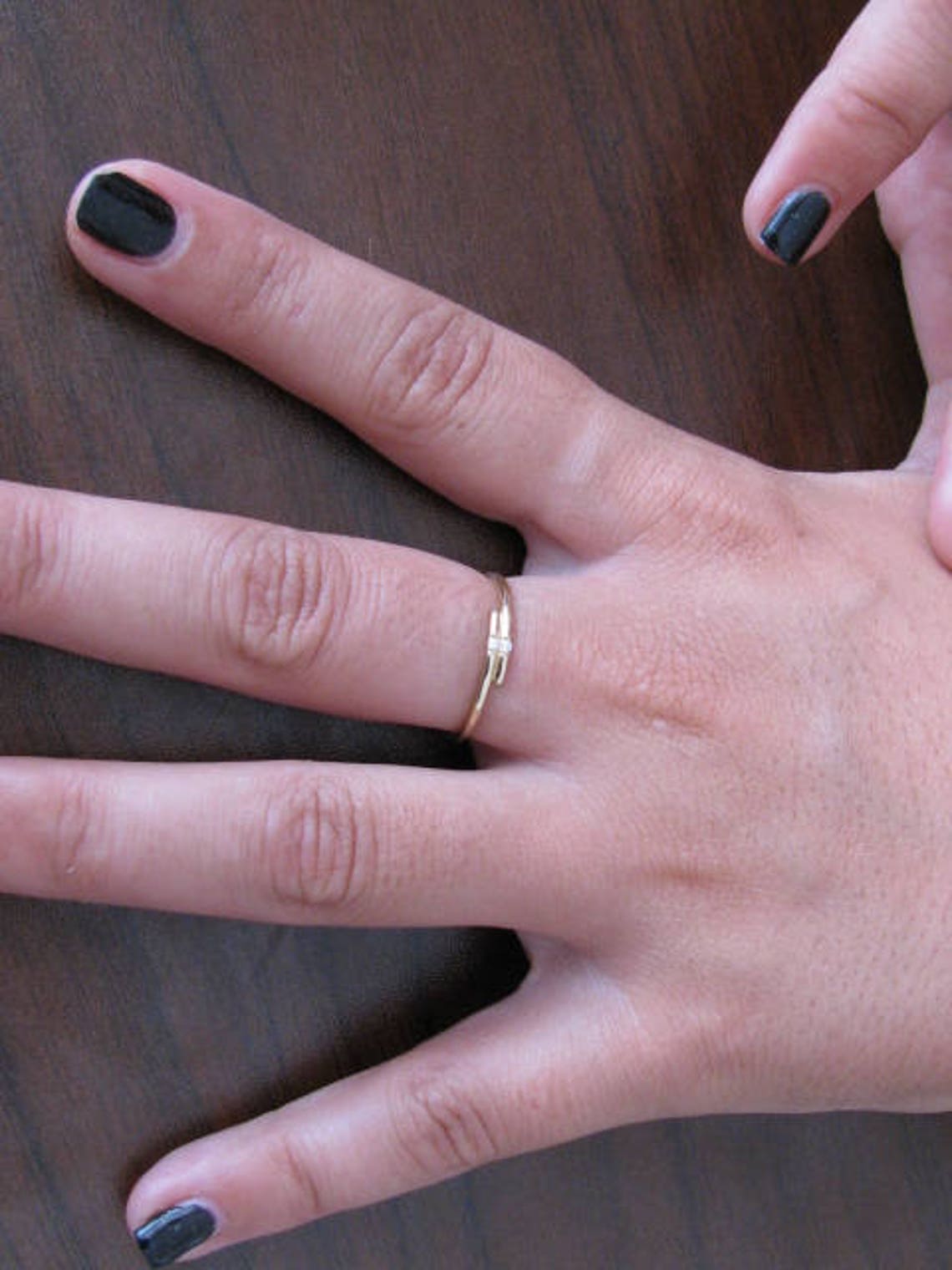 Thin Band Diamond Ring 14k Gold Engagement Ring Thin Wedding Etsy