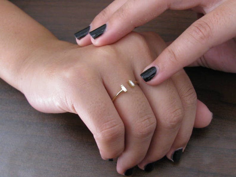 Wedding Ring Diamond Open Ring Baguette Diamond Emerald Cut Diamond Diamond Ring Cut Baguette Ring Diamond Engagement Statement Ring