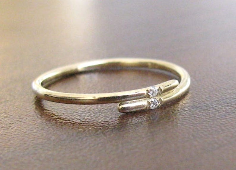 14k Gold Engagement Ring Anniversary Ring Thin Band Diamond Ring Thin Wedding Band Dainty Diamond Ring Stacking Ring