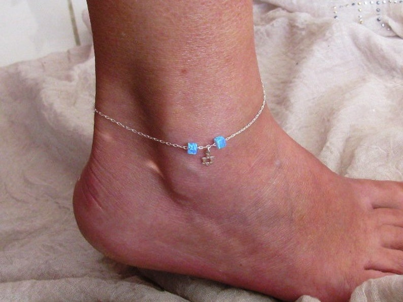 stone anklet bridesmaid gift gold and silver ankle Ankle bracelet star of David anklet opal anklet turquoise anklet charm anklet