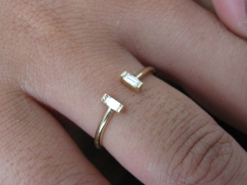 Wedding Ring Diamond Open Ring Baguette Diamond Emerald Cut Diamond Diamond Ring Cut Baguette Ring Diamond Engagement Statement Ring